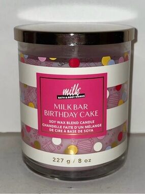 Bath & Body Works Milk Bar Birthday Cake Candle 1 Wick 8oz Discontinued New
